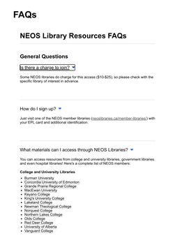 NEOS Library Resources Faqs