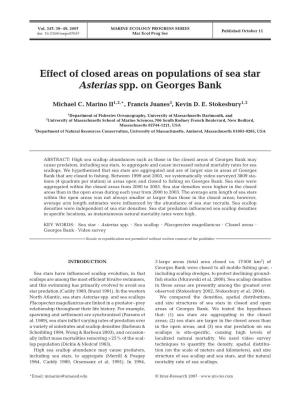 Effect of Closed Areas on Populations of Sea Star Asterias Spp. on Georges Bank