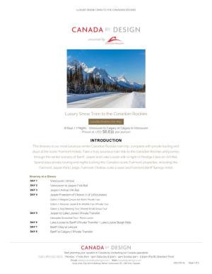 Luxury Snow Train to the Canadian Rockies