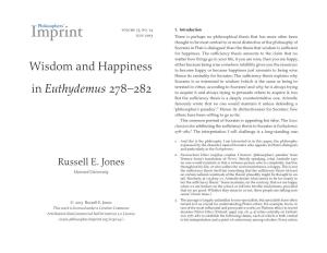 Wisdom and Happiness in Euthydemus 278–282