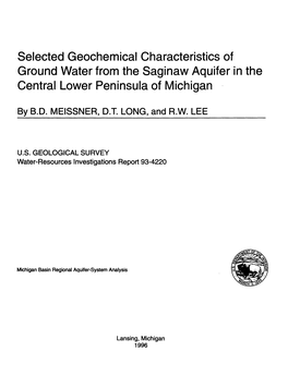 Selected Geochemical Characteristics of Ground Water from the Saginaw Aquifer in the Central Lower Peninsula of Michigan