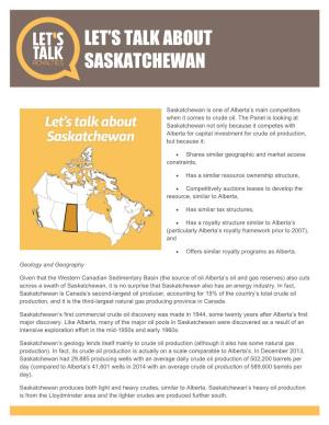 Let's Talk About Saskatchewan