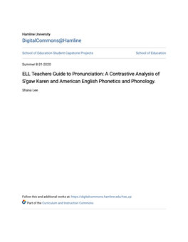 A Contrastive Analysis of S'gaw Karen and American English Phonetics and Phonology