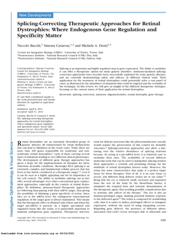 Splicing-Correcting Therapeutic Approaches for Retinal Dystrophies: Where Endogenous Gene Regulation and Speciﬁcity Matter