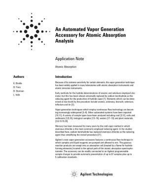 An Automated Vapor Generation Accessory for Atomic Absorption Analysis