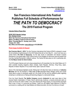 THE PATH to DEMOCRACY the 2019 Festival Program