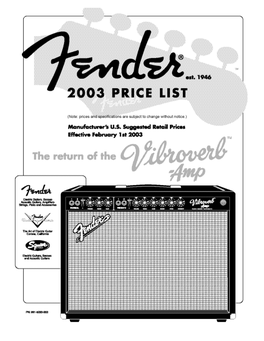 2003 Price List