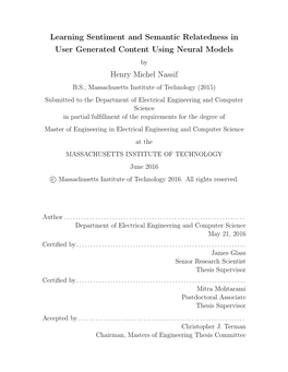 Learning Sentiment and Semantic Relatedness in User Generated