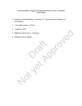 American Railway Engineering and Maintenance of Way Association Letter Ballot