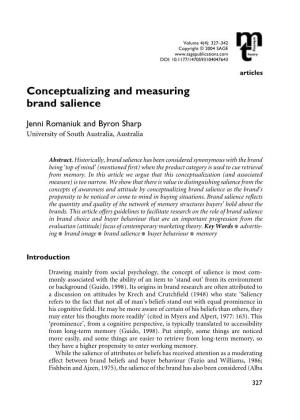 Conceptualizing and Measuring Brand Salience