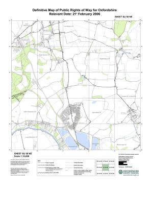 Definitive Map of Public Rights of Way for Oxfordshire Relevant Date: 21St February 2006 Colour SHEET SU 59 NE