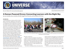 A Human-Powered Orrery: Connecting Learners with the Night Sky by Larry Lebofsky, Nancy Lebofsky, Michelle Higgins, Don Mccarthy, and the Nircam E/PO Team