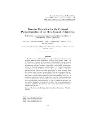 Bayesian Estimation for the Centered Parameterization of the Skew-Normal Distribution