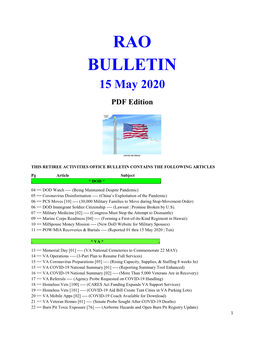 RAO BULLETIN 15 May 2020