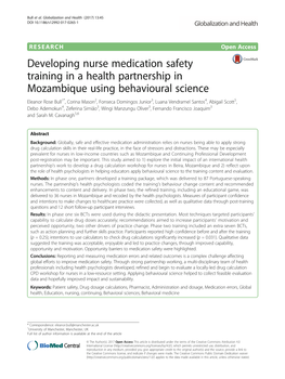 Developing Nurse Medication Safety Training in a Health Partnership In