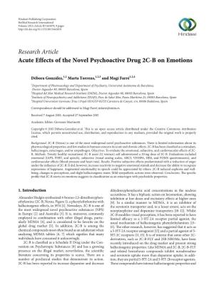 Research Article Acute Effects of the Novel Psychoactive Drug 2C-B on Emotions
