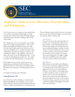 Beginners' Guide to Asset Allocation, Diversification, and Rebalancing