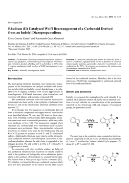 (II) Catalyzed Wolff Rearrangement of a Carbenoid Derived from an Indolyl Diazopropanedione
