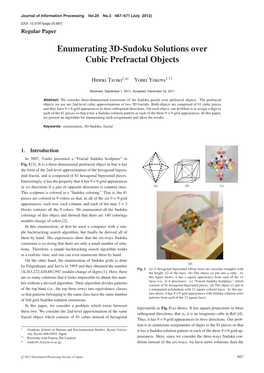 Enumerating 3D-Sudoku Solutions Over Cubic Prefractal Objects