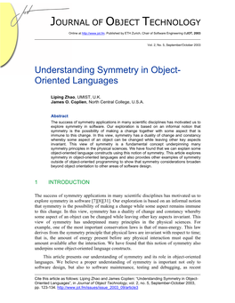 Understanding Symmetry in Object- Oriented Languages