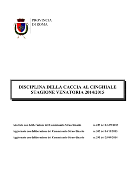 Disciplinare Caccia Al Cinghiale