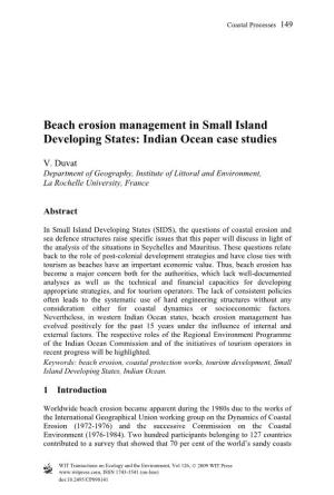 Beach Erosion Management in Small Island Developing States: Indian Ocean Case Studies