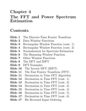 Chapter 4 the FFT and Power Spectrum Estimation Contents