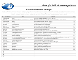 Town of / Ville De Penetanguishene Council Information Package