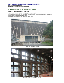 Fontana Hydroelectric Project Dam and Powerhouse Powerhouse