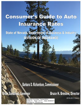 2016-2017 Edition Nevada Consumer’S Guide to Auto Insurance Rates