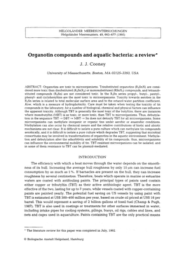 Organotin Compounds and Aquatic Bacteria: a Review*
