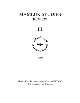Mamluk Studies Review Vol. III (1999)