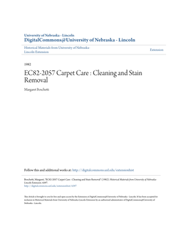 EC82-2057 Carpet Care : Cleaning and Stain Removal Margaret Boschetti