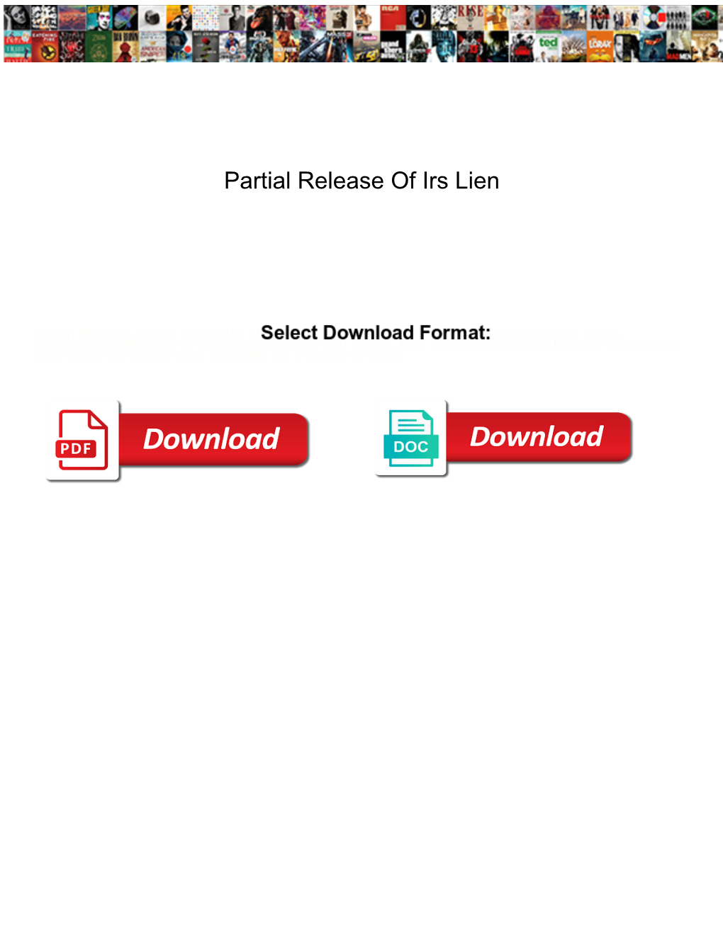 Partial Release of Irs Lien