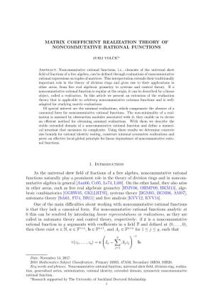 Matrix Coefficient Realization Theory of Noncommutative Rational Functions