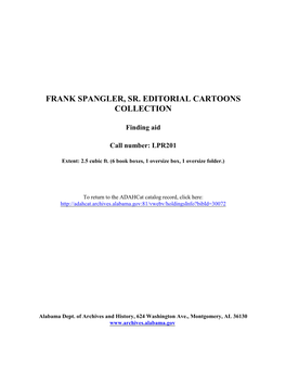 Frank Spangler, Sr. Editorial Cartoons Collection