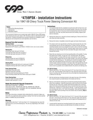 4759Psksteering, Brake - &Power Suspension Specialists Steering Installation Instructions (Continued)