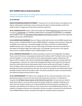2017 AHRMA Sidecar Roadracing Rules