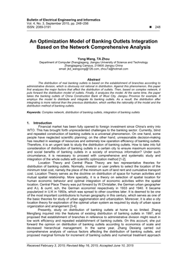 An Optimization Model of Banking Outlets Integration Based on the Network Comprehensive Analysis