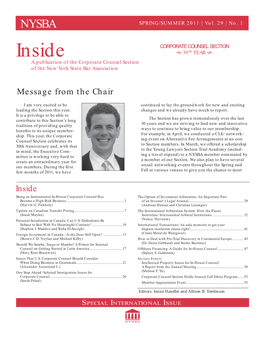 Inside  30 Th YEAR  a Publication of the Corporate Counsel Section of the New York State Bar Association