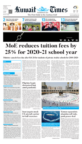 Moe Reduces Tuition Fees by 25% for 2020-21 School Year