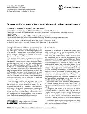 Sensors and Instruments for Oceanic Dissolved Carbon Measurements