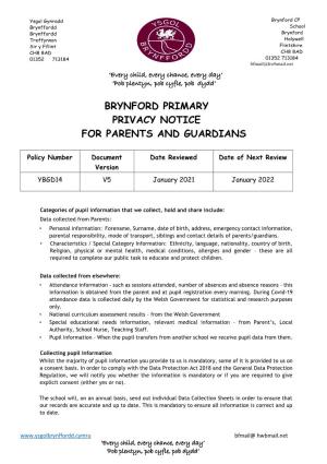 Brynford Primary Privacy Notice for Parents and Guardians