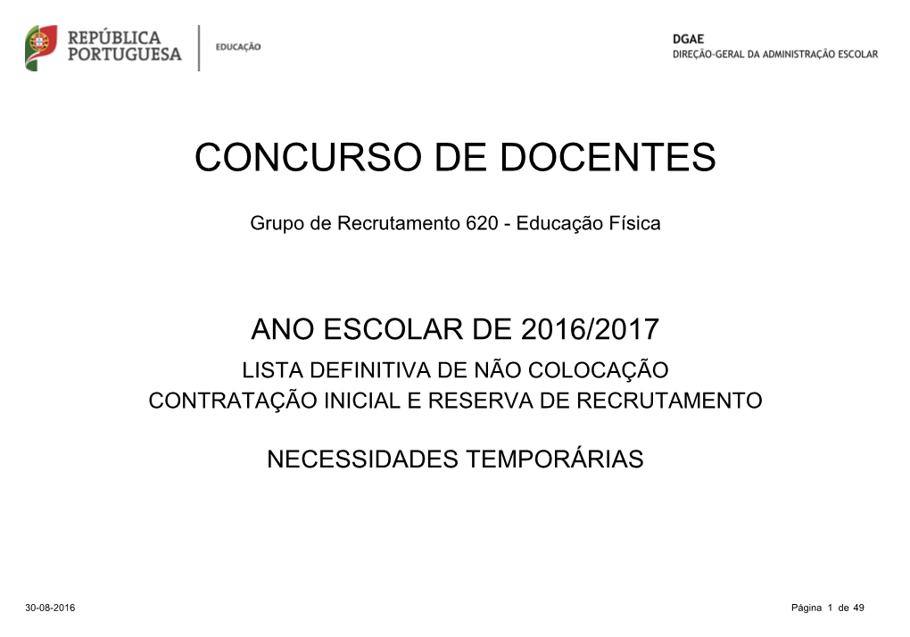 Grupo De Recrutamento 620 - Educação Física