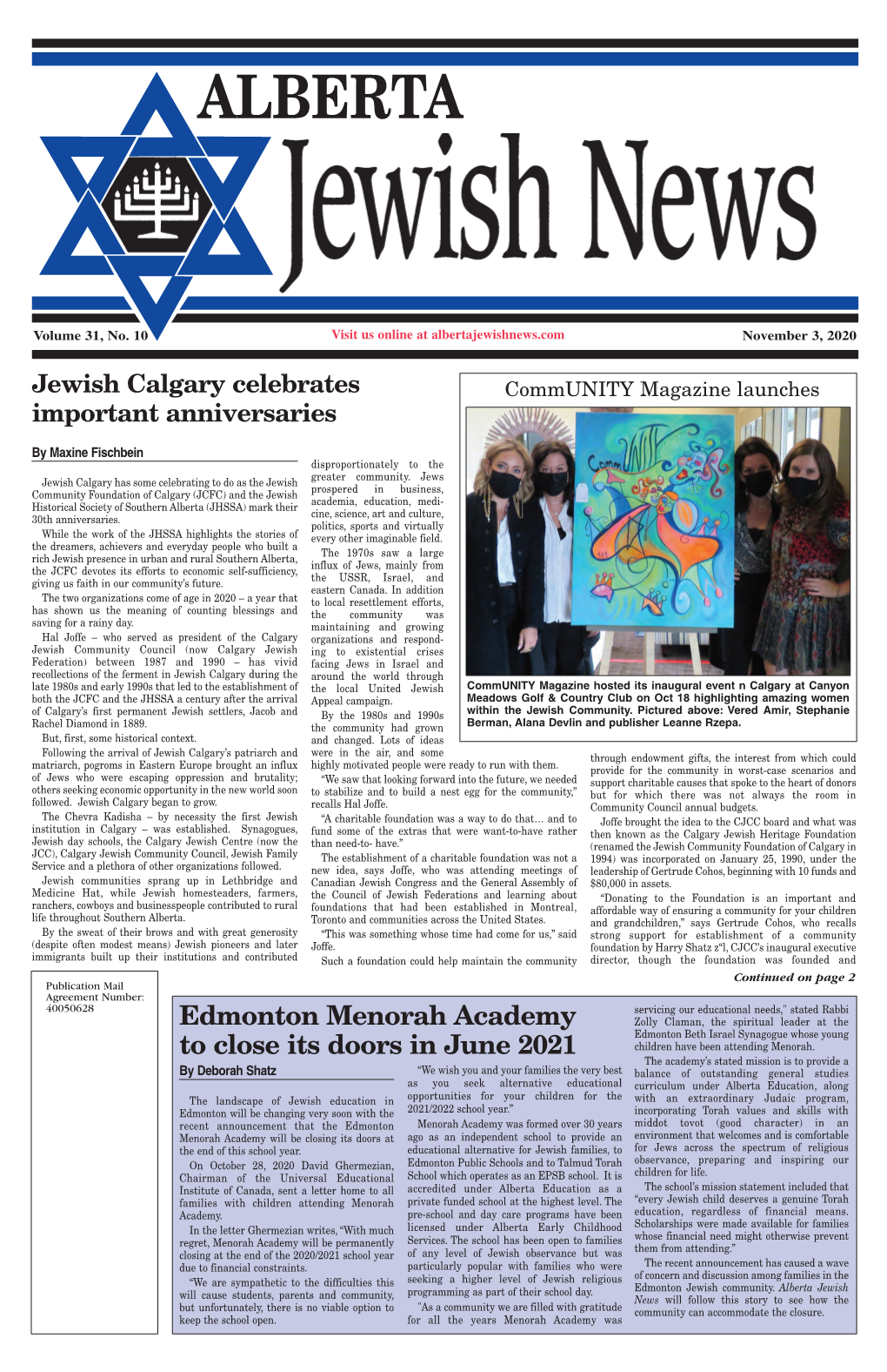 Alberta Jewish News November, 2020