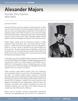 Alexander Majors Founder, Pony Express 1814-1900