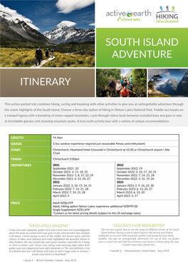 South Island Adventure Itinerary