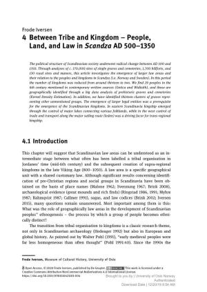 4 Between Tribe and Kingdom – People, Land, and Law in Scandza AD 500–1350