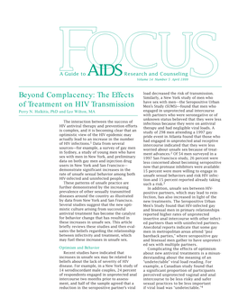 FOCUS Apr-99 HIV Treatment and HIV Transmission