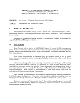 Minutes from the Meeting of September 16, 2015 Meeting
